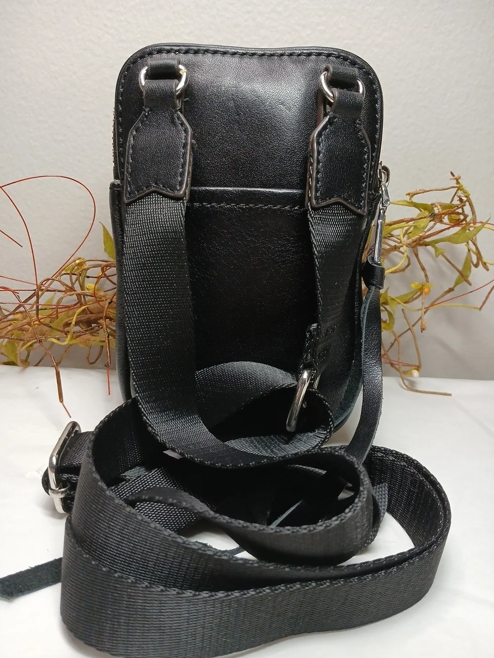 Aimee Kestenberg Black Leather Jeweled Mini Crossbody Handbag